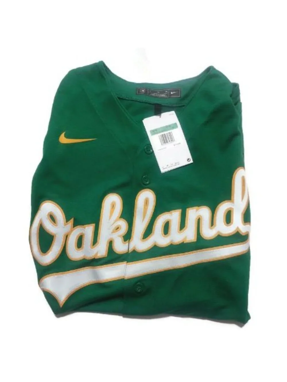 Nike Oakland Athletics Mens Size XL Full Button Alternate Jersey Green Blank MLB